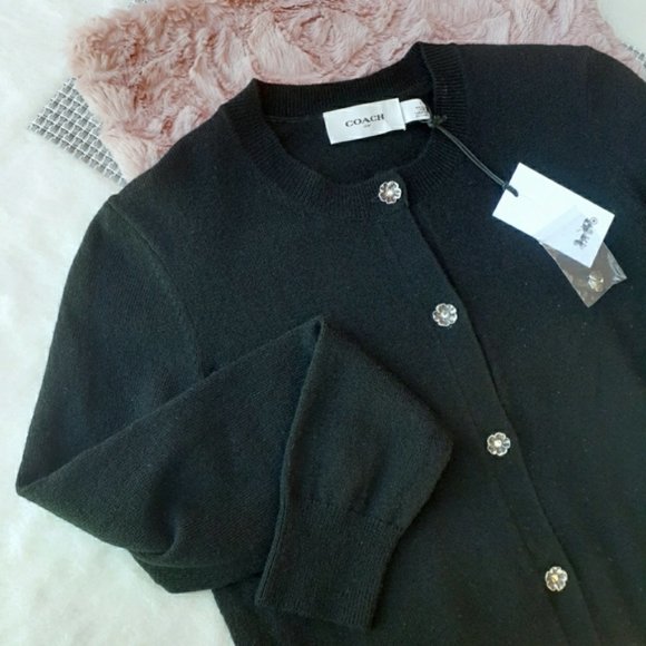 Coach Tea Rose Button Down Wool and Cashmere Cardigan Sweater Rare NEW - Picture 11 of 11